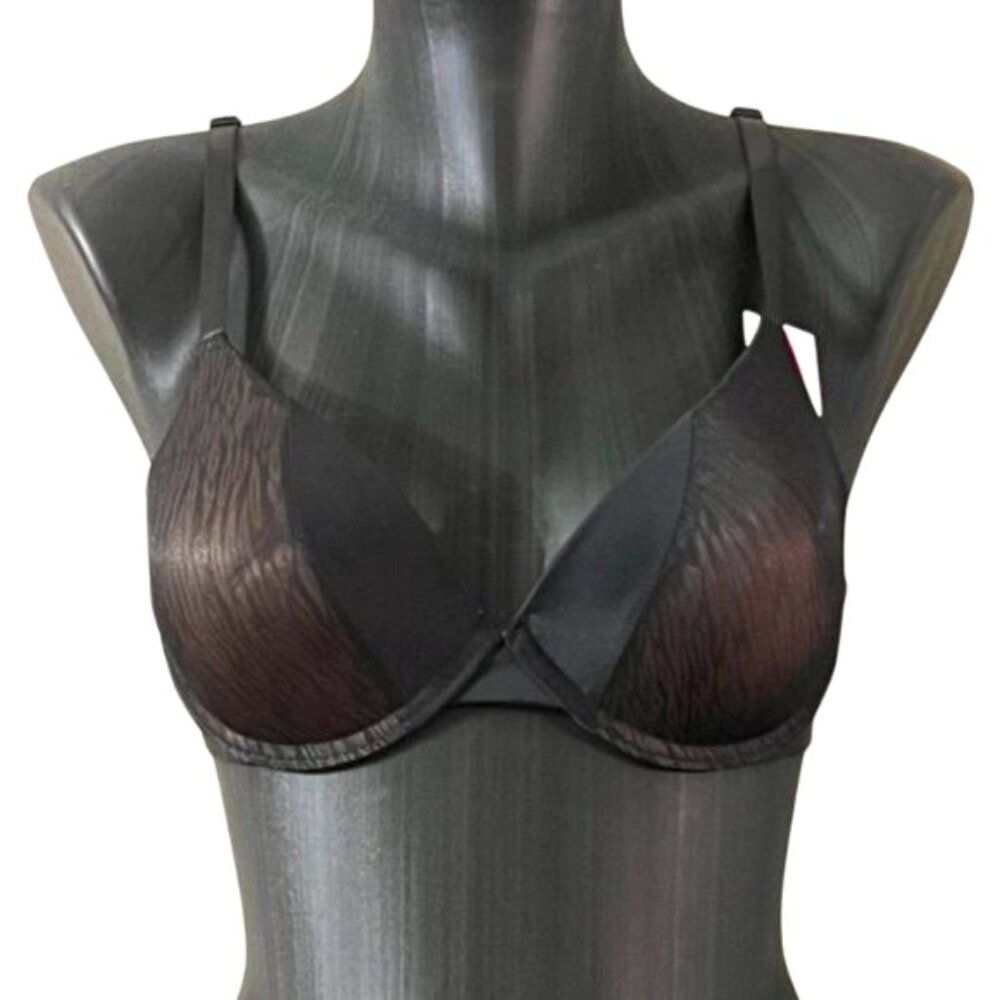 Soft cup tiger stripe mesh designed bra with trim